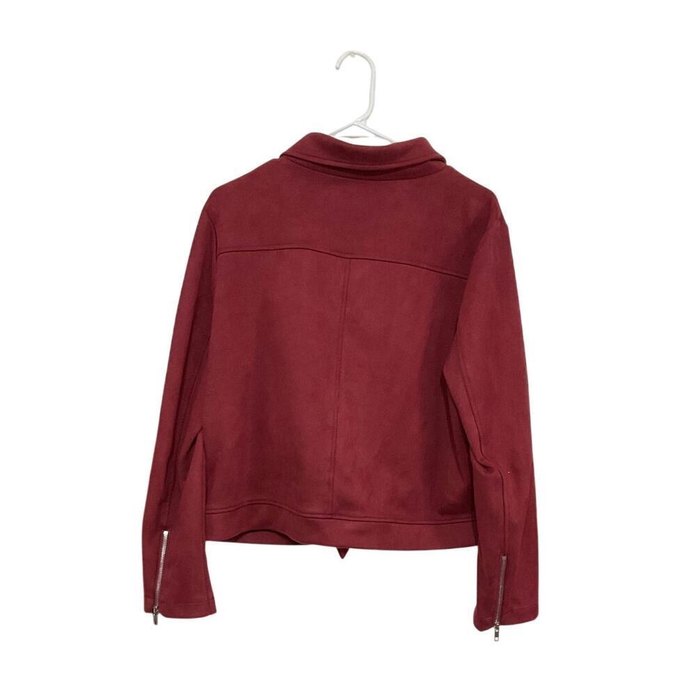 Faux Suede Moto Jacket Red Jacket Women’s Size X-Large Zip Front Stretch - Picture 2 of 6